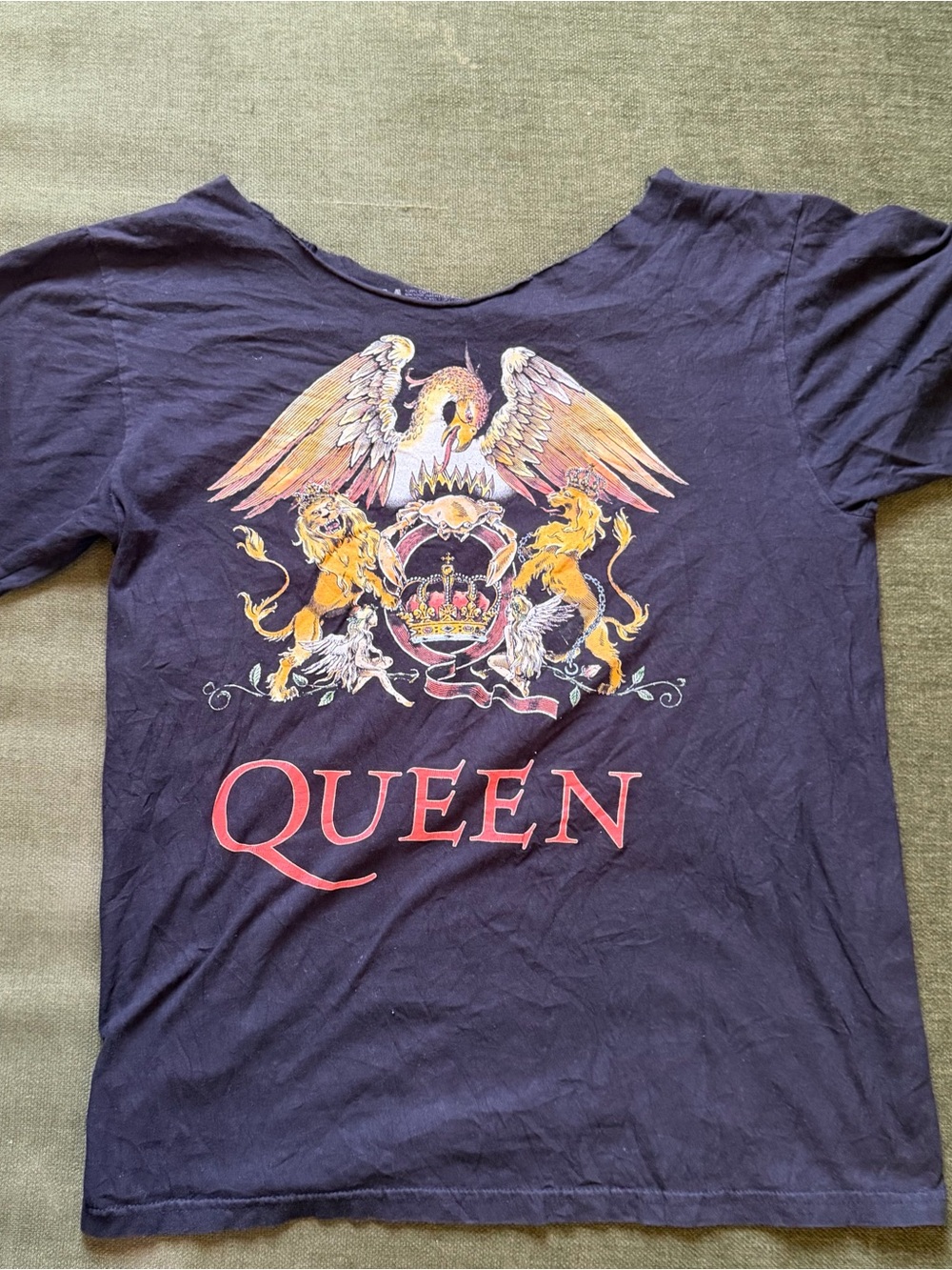 Short-Sleeve Tee with Colorful Crest Graphic - Black